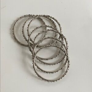 7 Vintage Silver Metal Bangle Bracelets